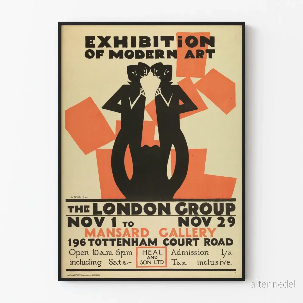 Vintageaffisch för modern konstutställning London Group