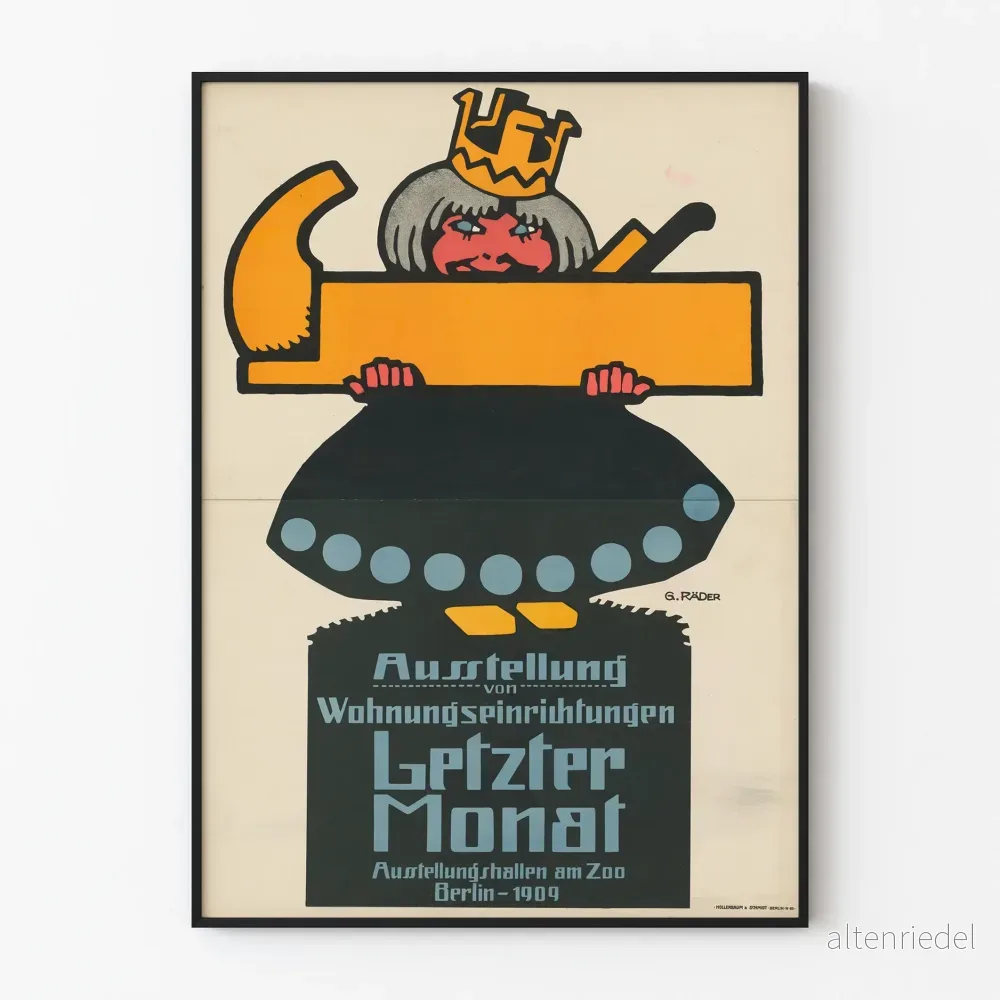 Vintage affisch utställning möbler Berlin 1909