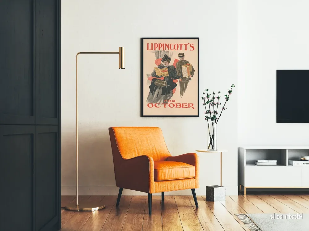 Vintageposter Lippincott's för oktober - Retro väggdekoration - Bild 2