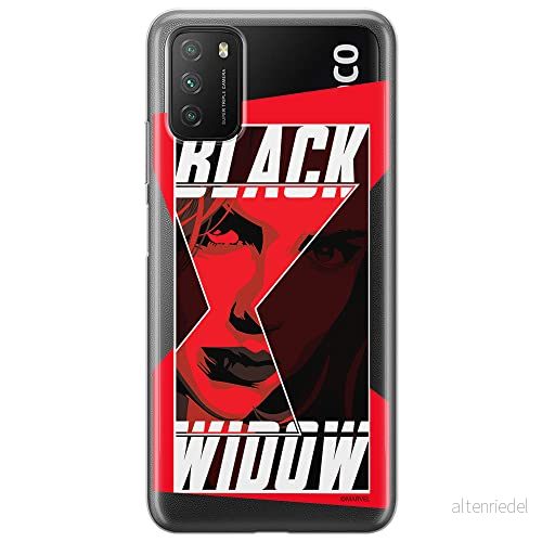 ERT GROUP mobiltelefonfodral för Xiaomi REDMI 9T originalt och officiellt licensierat Marvel mönster Black Widow 012 optimalt anpassad till formen på mobiltelefonen, gedeeltelijk transparant 5904805604232