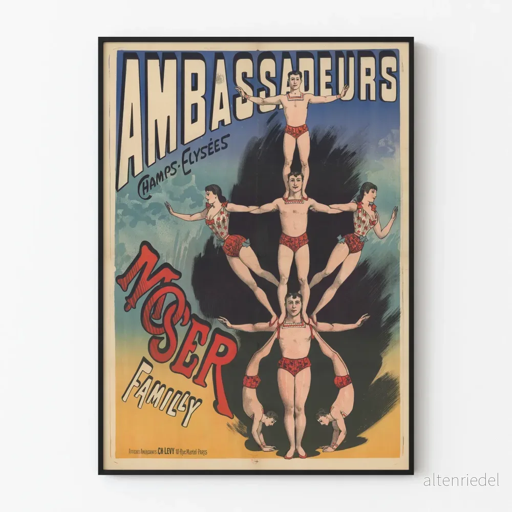 Vintageposter Ambassadörer Moser Family Akrobater