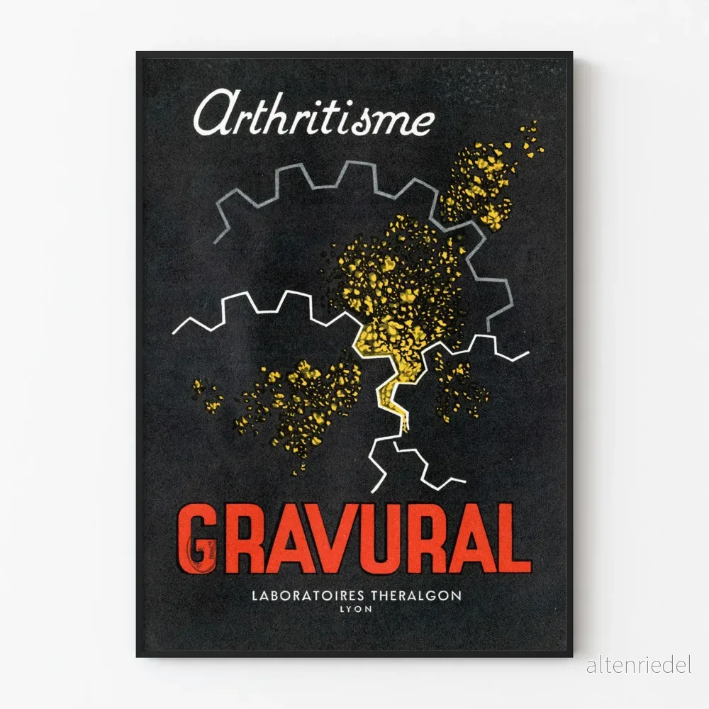 Vintage medicinsk poster GRAVURAL Artros