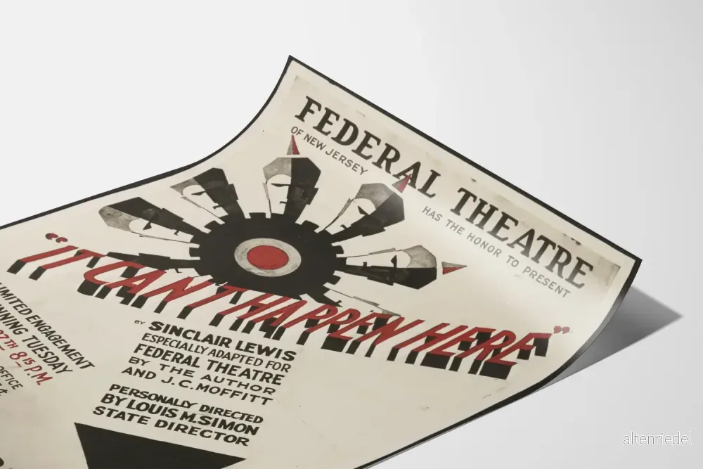 Vintage teaterposter « It Can't Happen Here » Federal Theatre New Jersey - Bild 3