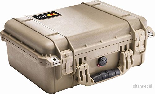 PELI 1450 vattentät skyddsväska för elektroniska enheter, IP67 klassad, 15 liters kapacitet, tillverkad i Tyskland, inget skum, ökenbeige 19428076504