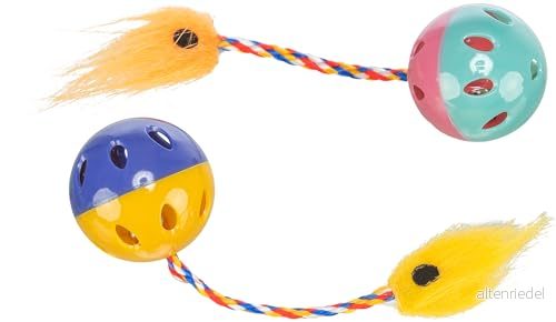 Trixie Set of Rattling Balls with Tails ø 4 cm assorted colours 4011905041650