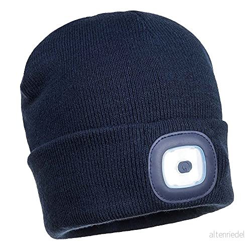 Unisex herr sportväst navy led huvudljus varm stickad beanie klocka hat bo29 en storlek 5036108287093