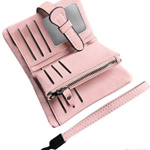 AOXONEL Liten dubbelvikt läderplånbok, RFID blockerande armbandsväska för kvinnor, med korthållare, ID fönster, myntväska, Rosa (Pink3), Small, vintage 824381894733 AOXONEL Liten dubbelvikt läderplånbok, RFID blockerande armbandsväska för kvinnor, med korthållare, ID fönster, myntväska, Rosa (Pink3), Small, vintage 824381894733