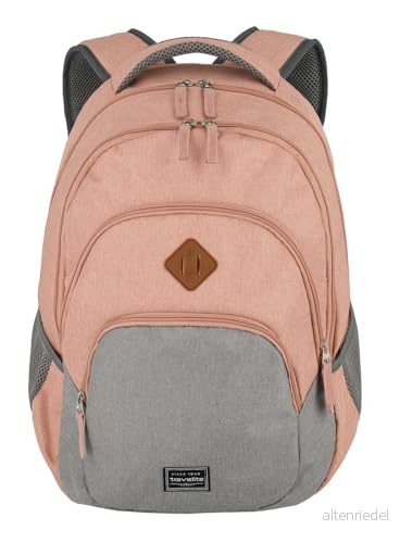 Travelite Unisex basic ryggsäck melange bagage handbagage (1 pack), Rosa/grå, 22 Liter (15.6 Zoll laptop), 4027002071728