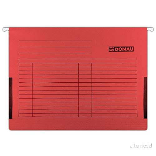 DONAU 7420905 04 Hängande väska med linnefröer Tillverkad av återvunnen kartong 230 GSM för DIN A4 Färg: Röd 5 pack Utbytbar blank sköldpadda Perfekt kontor och skola myndighet Grön P 9003106630547