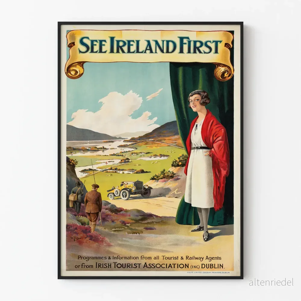 Vintageaffisch för turism i Irland - Se Irland först