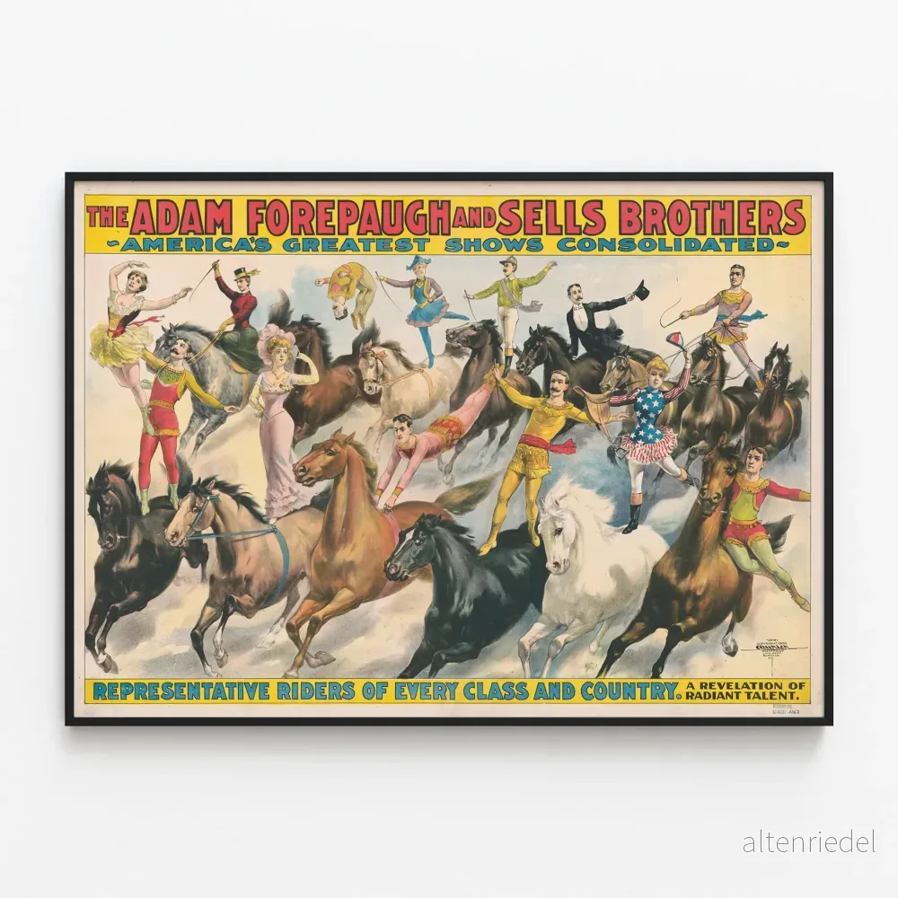 Dekorativ poster av cirkusryttare i vintage-stil, en representant för ryttarna Dekorativ poster av cirkusryttare i vintage-stil, en representant för ryttarna