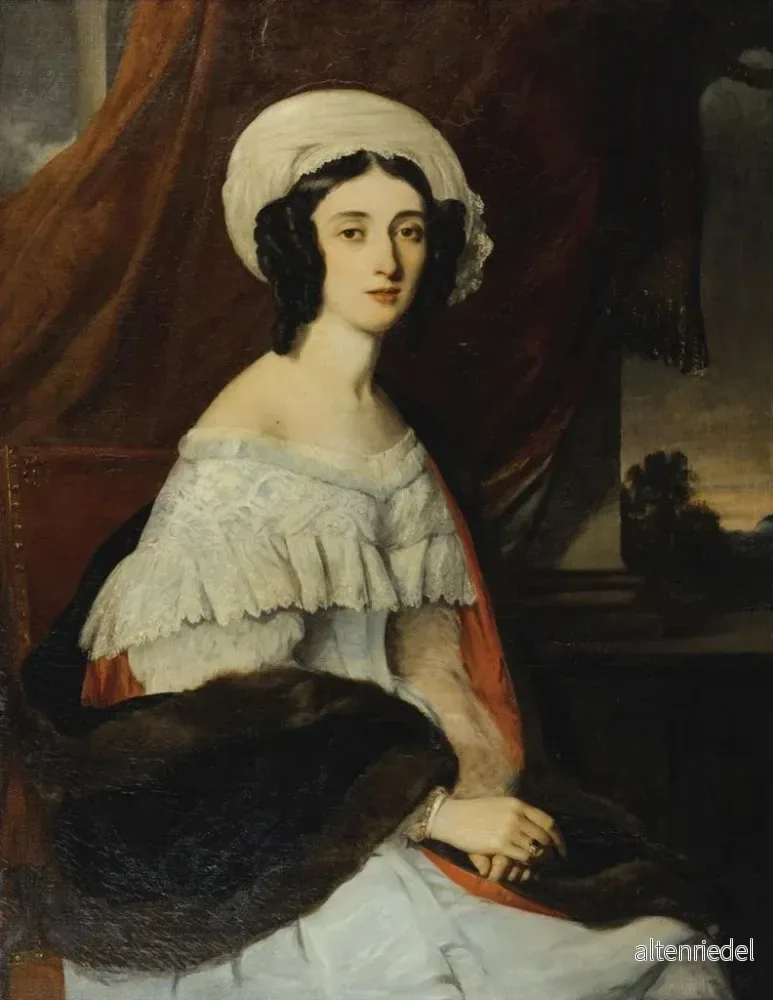 Målning porträtt av Eugénie Gabrielle Barbou des Courières baroness Rivet - Alexandre Marie Colin | Konsttryck - Bild 2