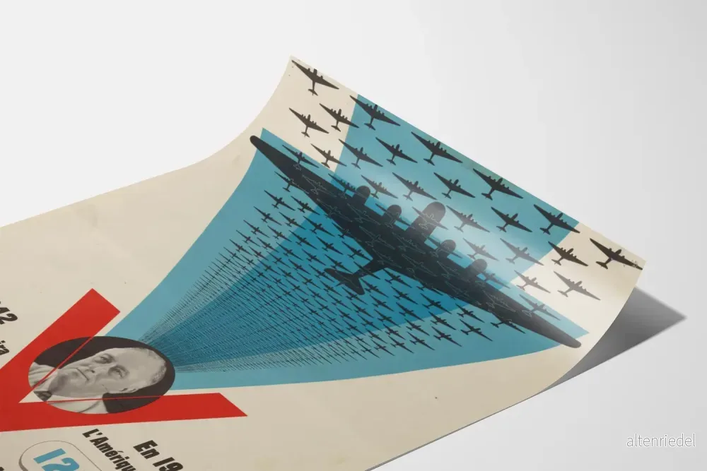 Vintageflygplansposter från krigsåren 1942–1943, USA - Bild 3