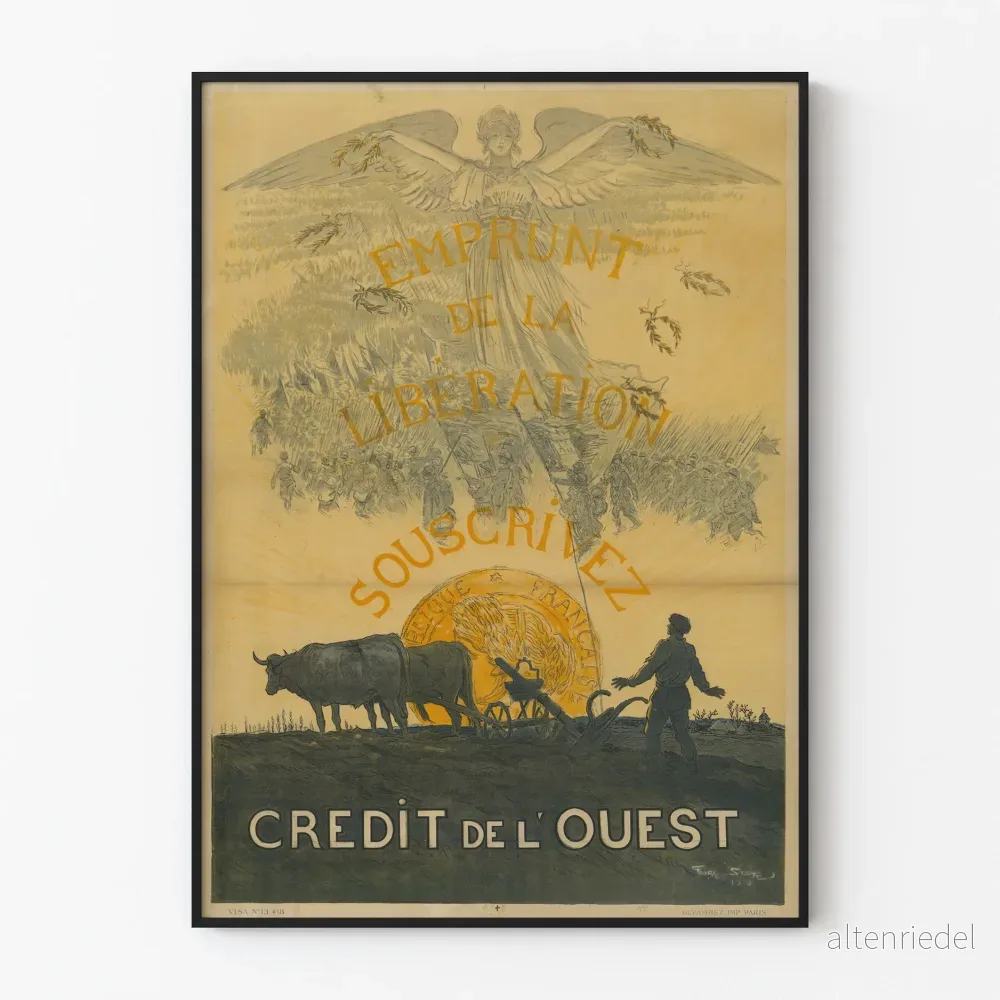 Poster för Frigörelsens lån 1918 - Vintage väggdekoration Crédit de l'Ouest