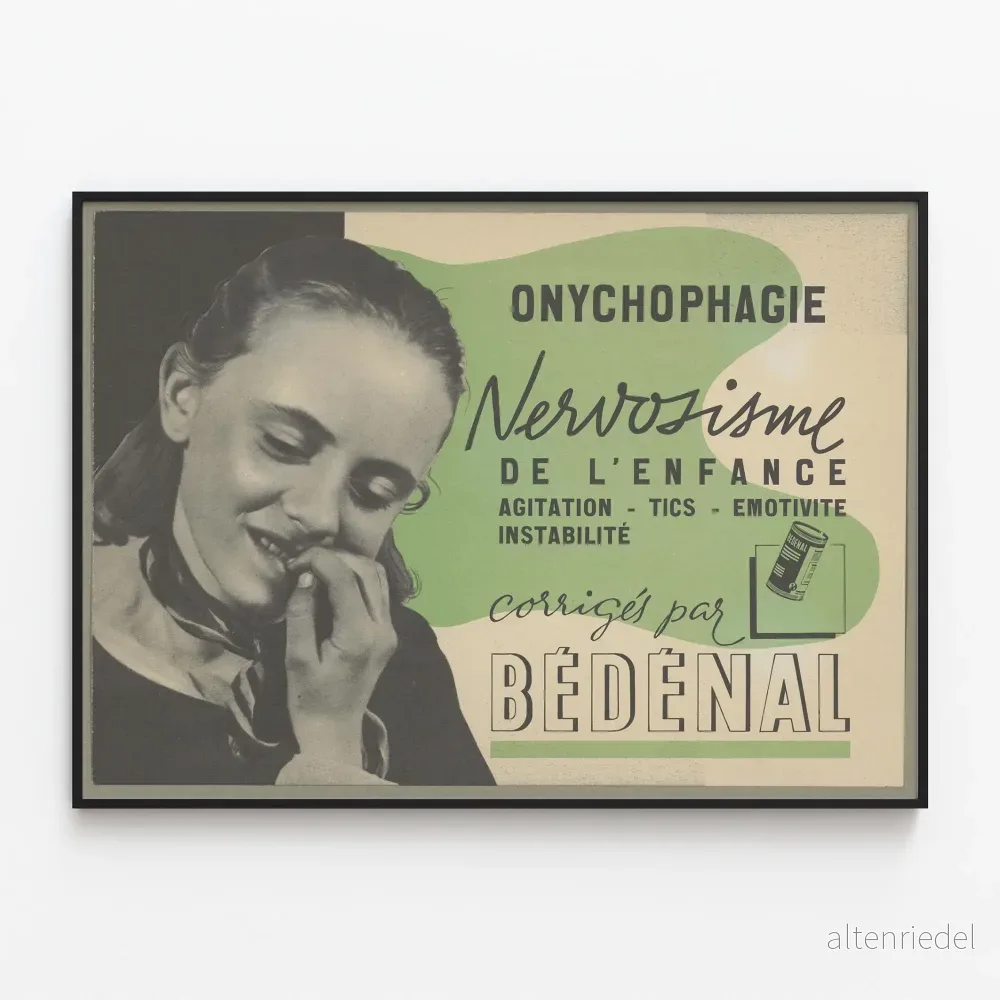 Vintage väggdekorationsposter Bédénal – Nervosism från barndomen Vintage väggdekorationsposter Bédénal – Nervosism från barndomen