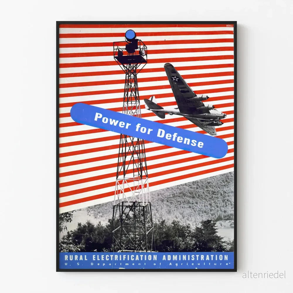 Vintageposter Power for Defense – Militär och patriotisk väggdekoration Vintageposter Power for Defense – Militär och patriotisk väggdekoration