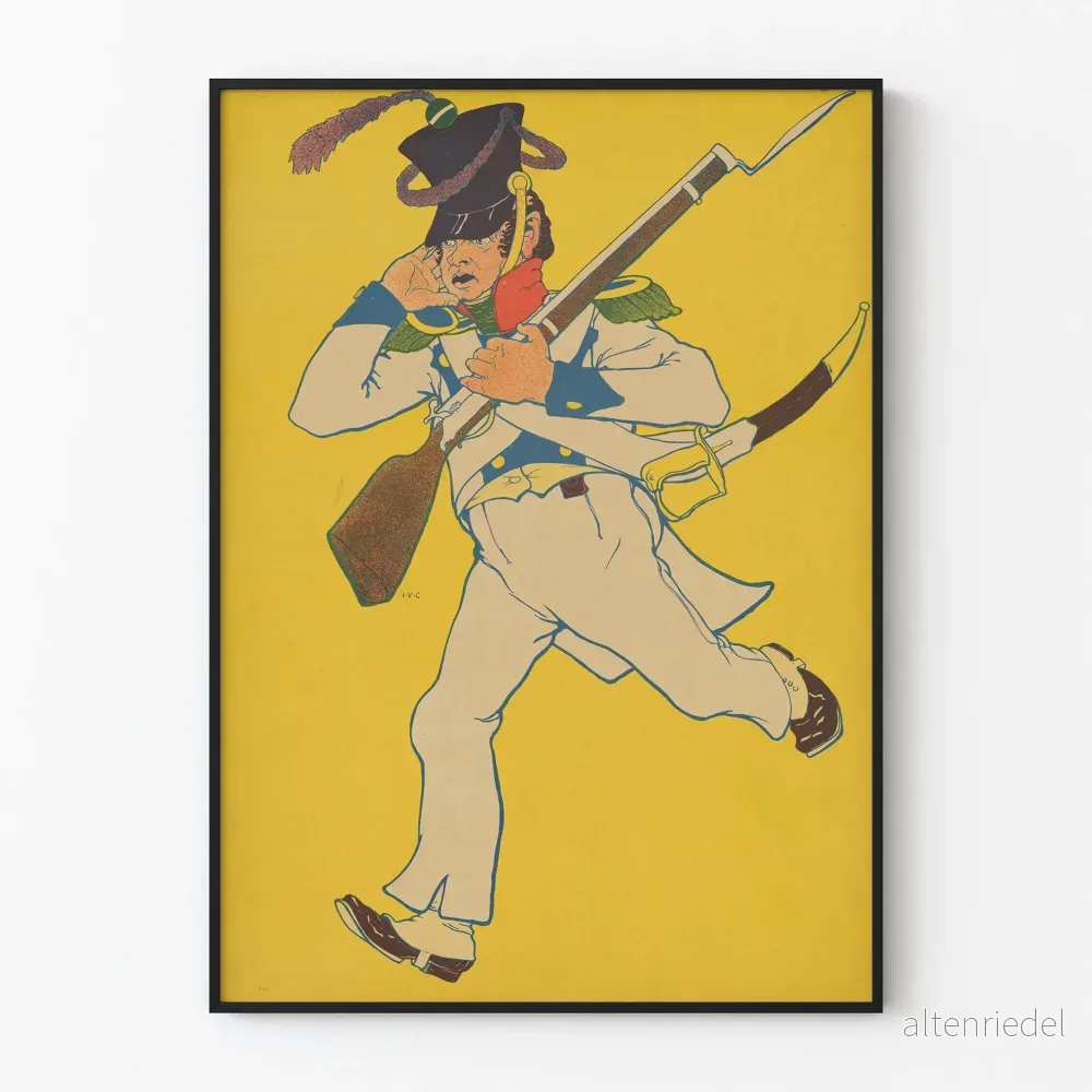 Vintageposter med soldat i militäruniform från början av 1800-talet