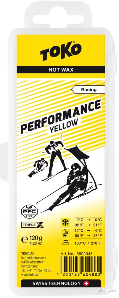 Toko Performance Paraffin 120 g Glidvalla, YELLOW 4250423604880