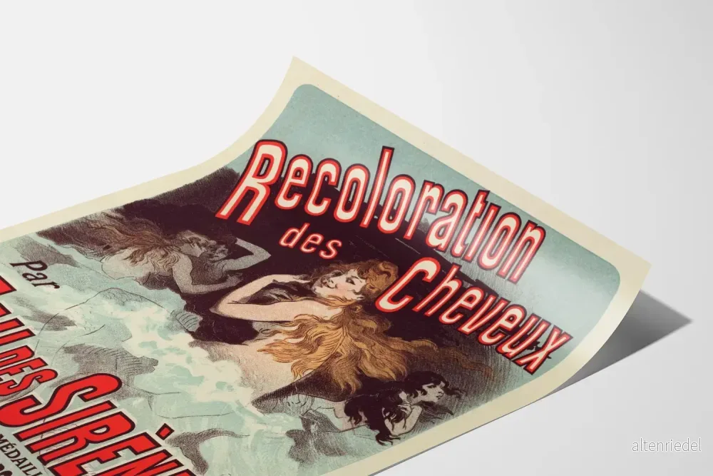 Vintage poster för väggdekoration L'Eau des Sirènes för hårfärgning - Bild 3