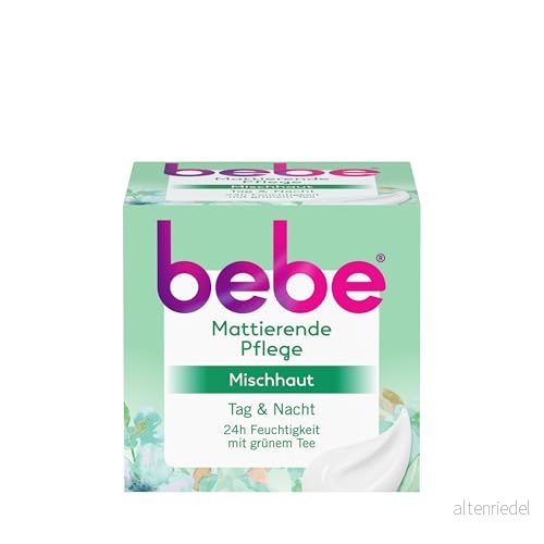 bebe matt vård (50 ml), ansiktskräm för blandhy med grönt te, lätt fuktkräm ansiktet 3574661690544