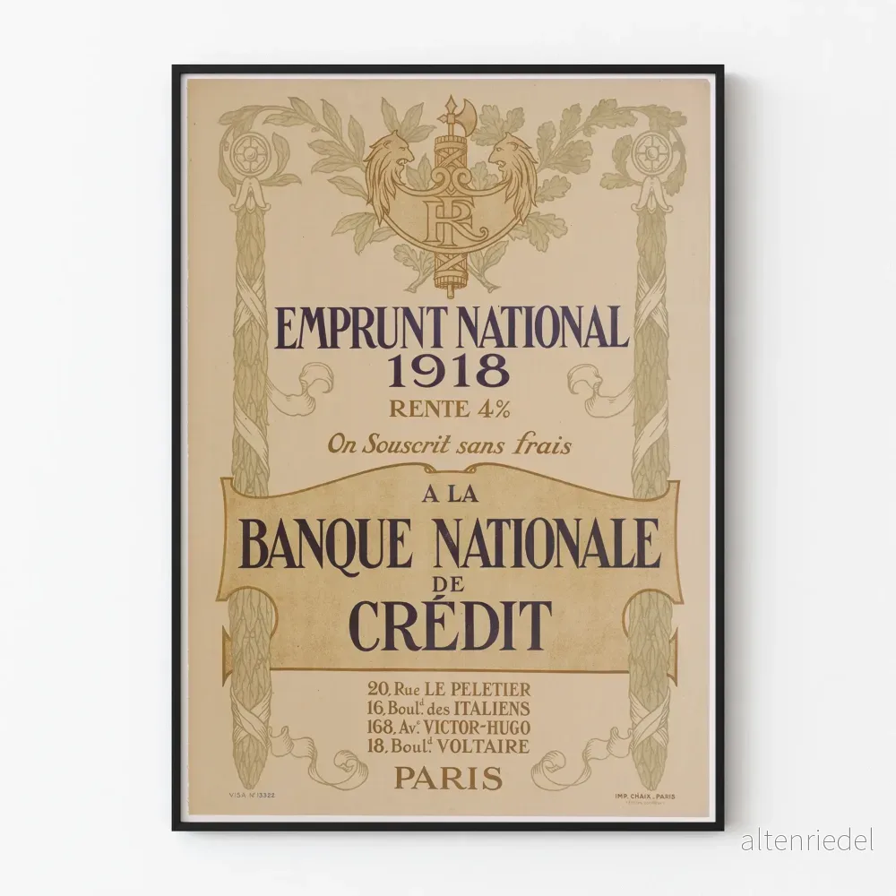 Vintageaffisch Nationaltillgång 1918 Nationalbank för Kredit