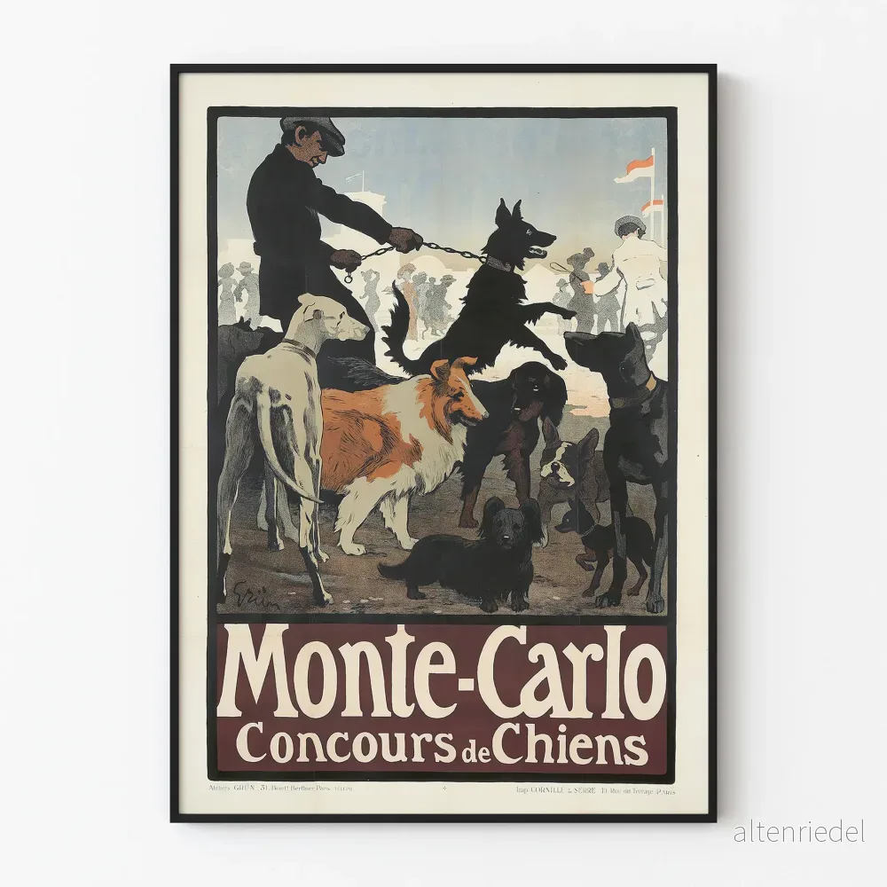 Vintageposter Monte-Carlo Hundtävling - Djurmotiv för väggdekoration
