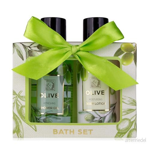 Accentra duschset kvinnor presentset OLIVE i vacker presentförpackning 2 delat vårdset med duschgel och kroppslotion wellness till födelsedag, alla hjärtans dag jul 4015953692437