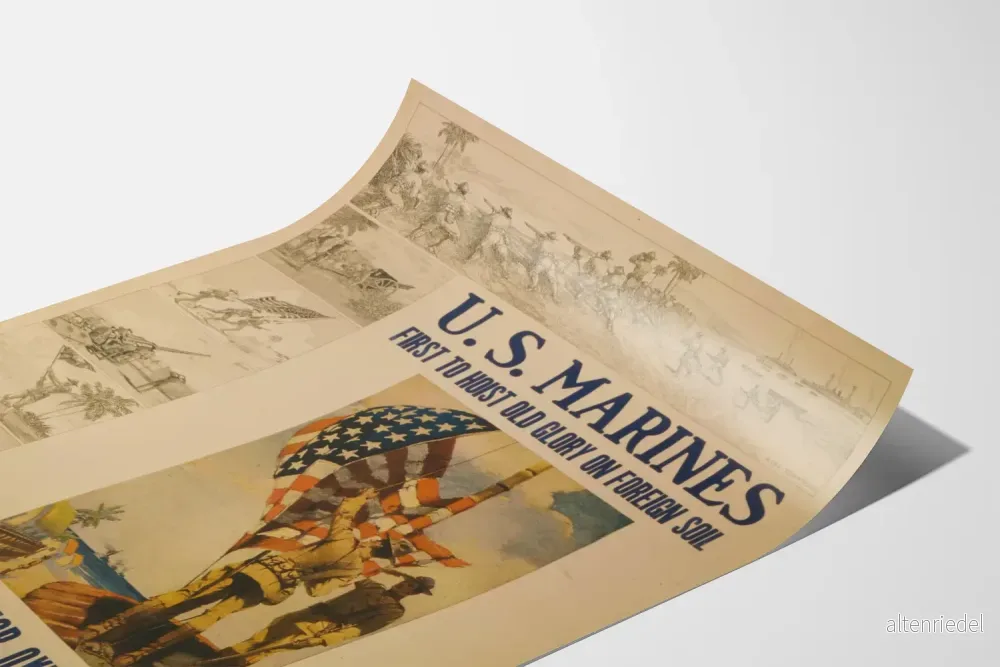Vintageposter U.S. Marines - Första att hissa flaggan utomlands - Bild 3