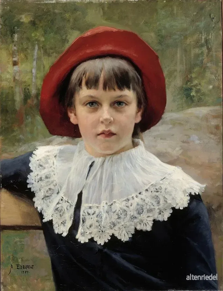 Målning Portrait av konstnären syster Berta Edelfelt - Albert Edelfelt | Konsttryck - Bild 2
