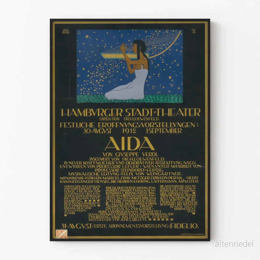 Vintageposter av Hamburger Stadttheater Aida av Giuseppe Verdi