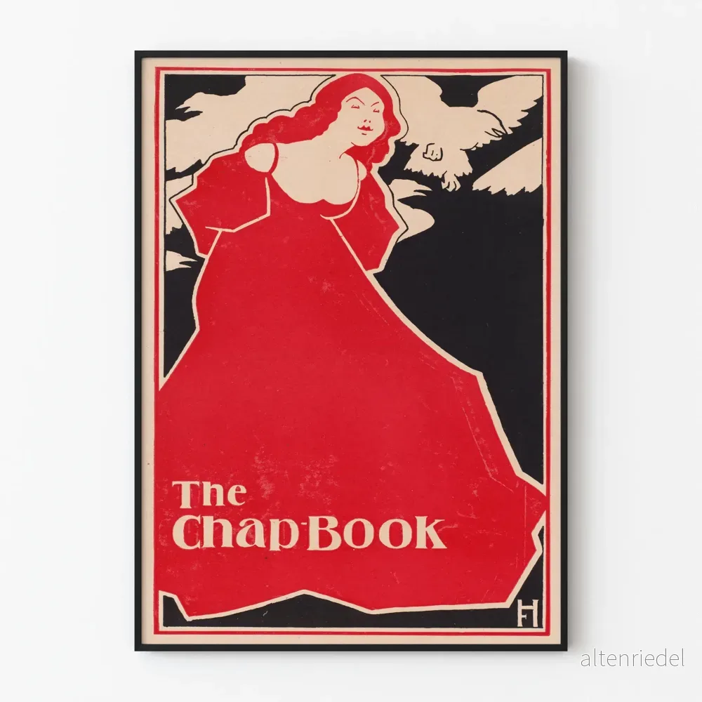 Vintageposter The Chap Book kvinna i röd klänning