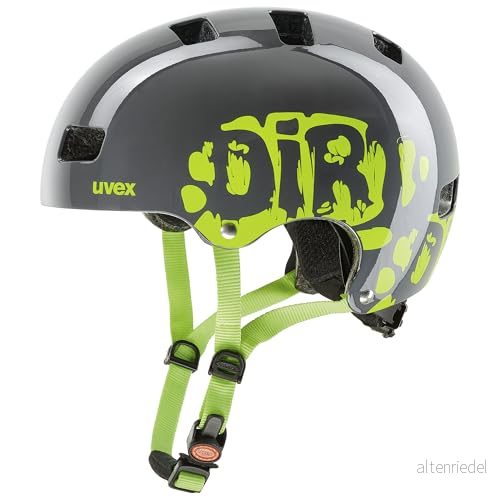 uvex kid 3 robust cykelhjälm för barn individuell storleksanpassning optimerad ventilation dirtbike grey lime 51 55 cm 4043197285146