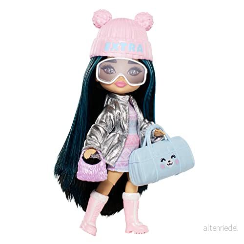 Barbie Extra Minis resedocka med vinterkläder, liten Fly docka, vinterkläder tillbehör, HPB20 194735154203