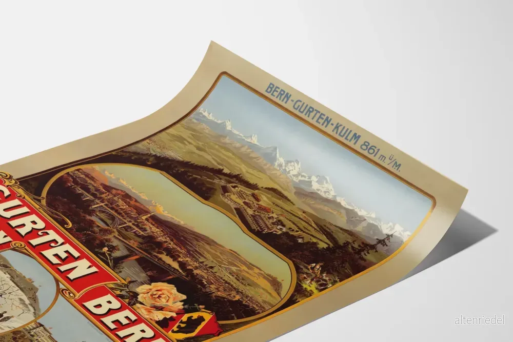 Vintage tåg Gurten Bern - Retro schweizisk väggdekoration poster - Bild 3