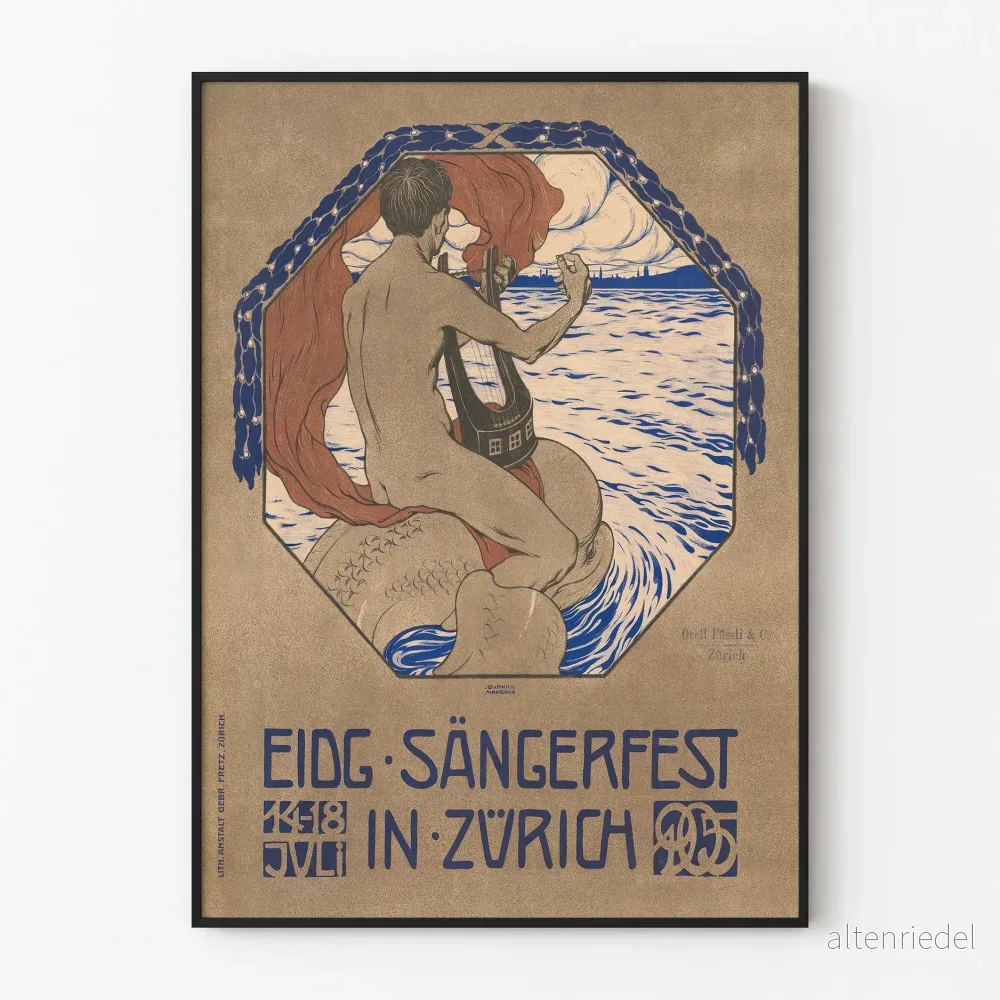Vintage affisch för Eidg Sängerfest i Zürich