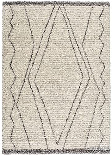 ECCOX Polypropylen Gobi Långhårmatta med Jute Base Mjuk och höghållfast matta Entrématta, Vardagsrum, Matsal, Sovrum, Omklädningsrum Vit (160x230cm) 8434196068605