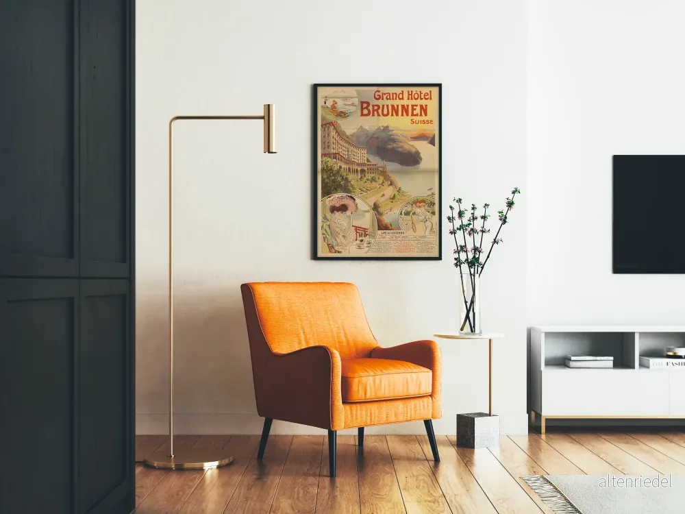 Vintageposter för Grand Hôtel Brunnen i Schweiz – Lucerne-sjön - Bild 2