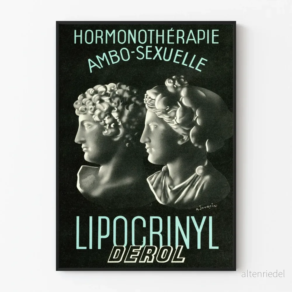 Vintageposter för hormonbehandling av ambo-sexuella Lipocrinyl Derol