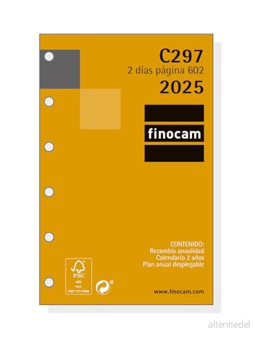 Finocam Klassisk årlig ersättning 2025 2 dagars sida januari december (12 månader) spanska 8422952376613