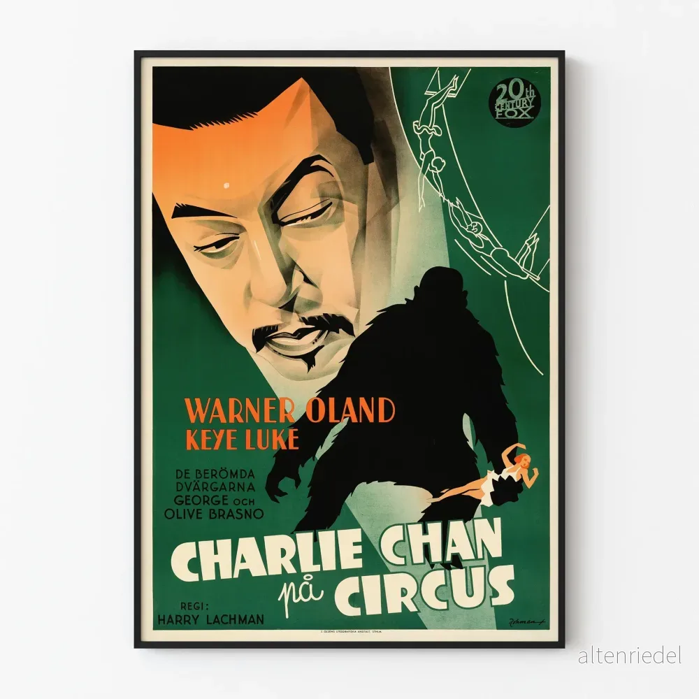 Vintageposter med Charlie Chan på cirkus – retro väggdekoration Vintageposter med Charlie Chan på cirkus – retro väggdekoration