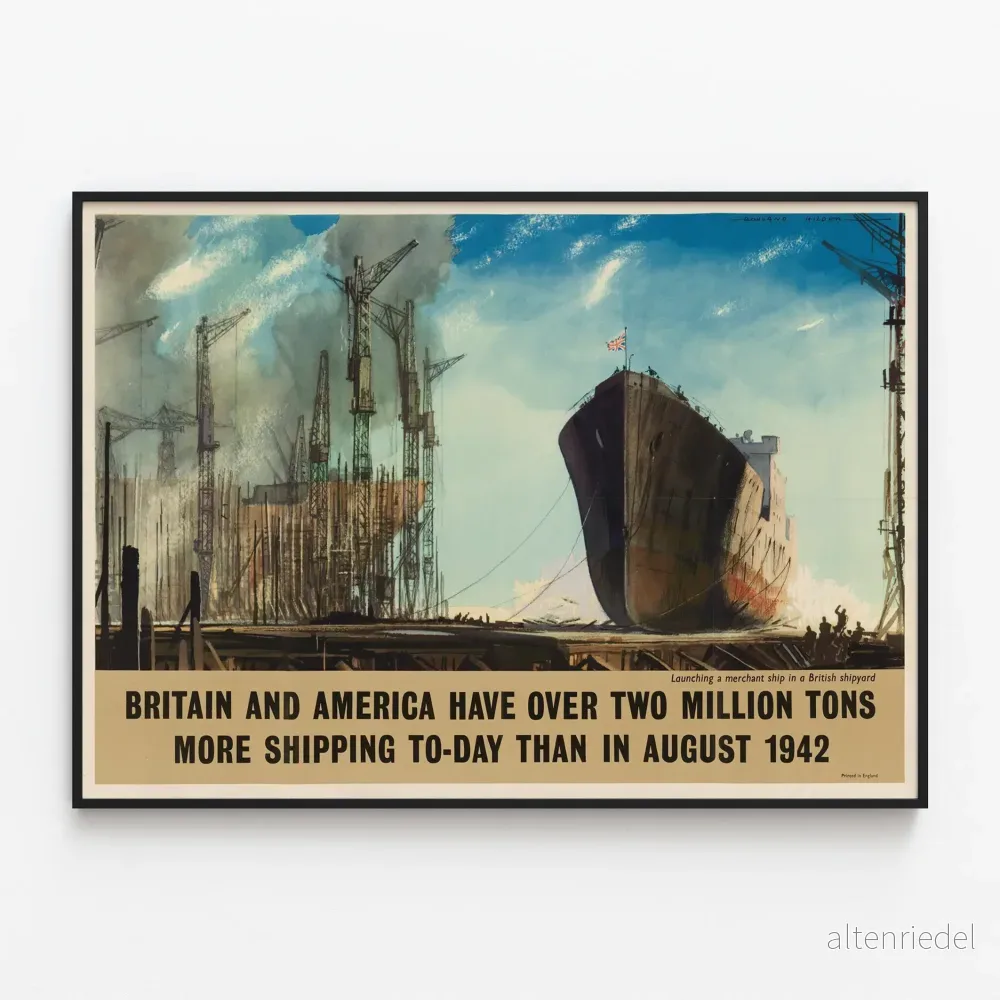 Vintage affisch av brittiska och amerikanska handelsfartyg