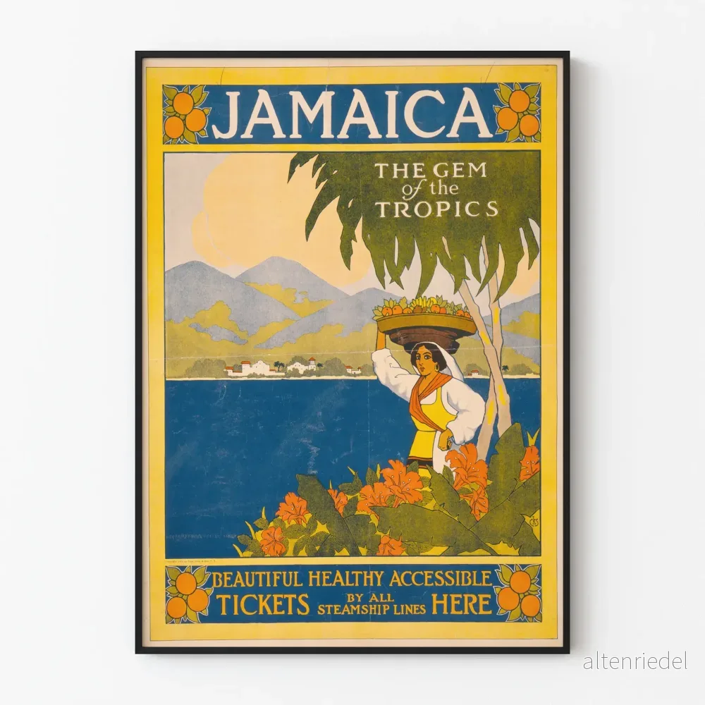 Vintageposter Jamaica, juvelen i tropikerna för väggdekoration Vintageposter Jamaica, juvelen i tropikerna för väggdekoration