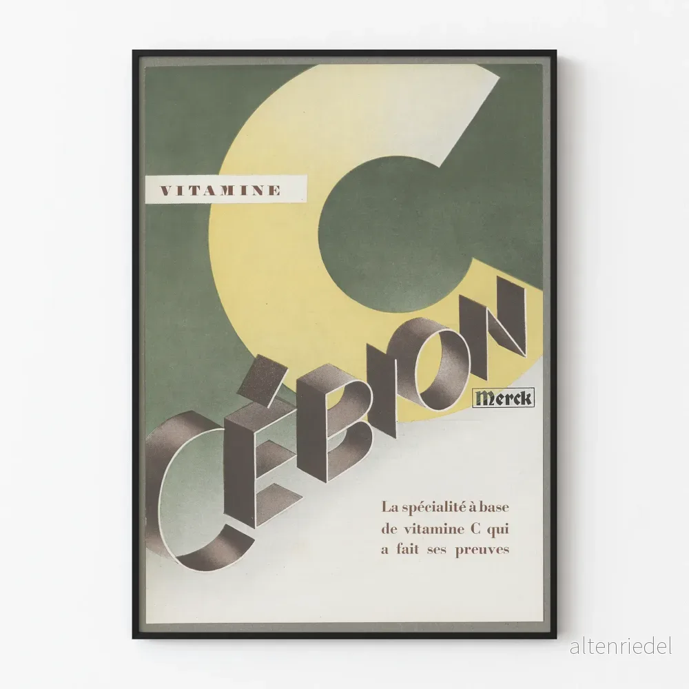 Vintageposter Vitamine C Cébion Merck för väggdekoration
