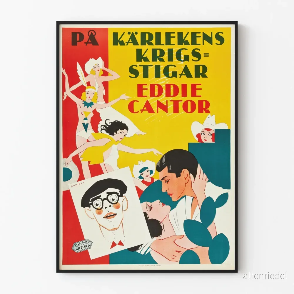Vintage filmposter av Eddie Cantor i art déco-stil