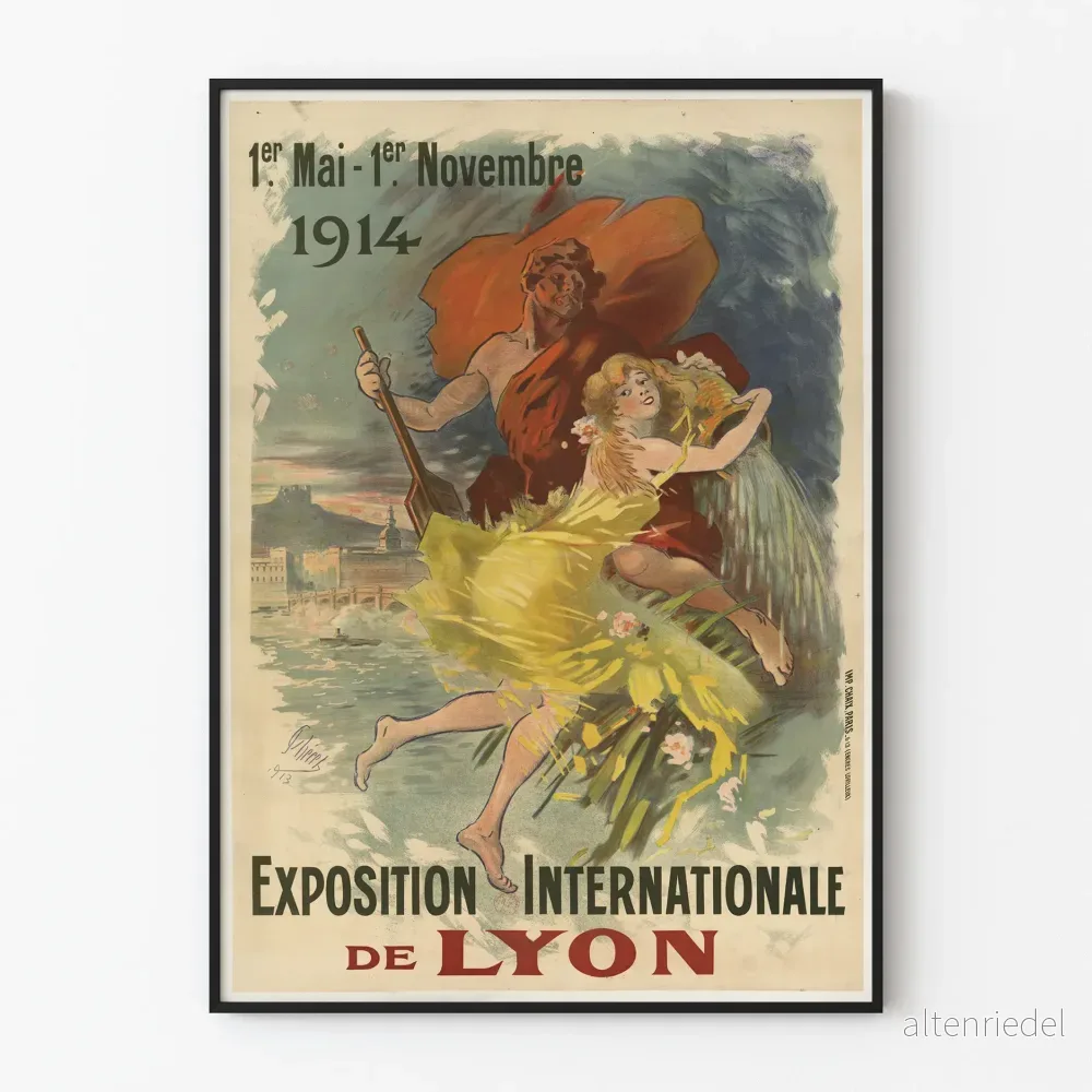 Internationell utställningsaffisch i Lyon 1914 - Vintage väggdekoration