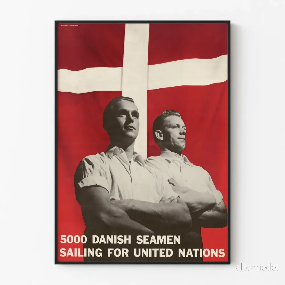 Vintage dansk marinposter för Förenta Nationerna