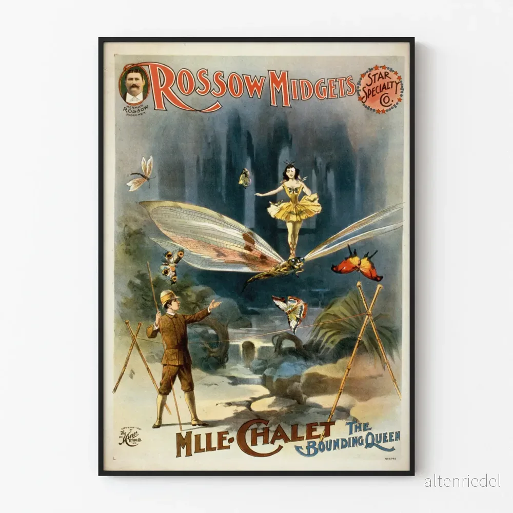 Vintageaffisch Rossow Midgets konstnärlig väggdekoration